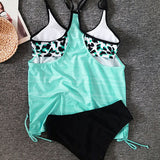 Augustus - Effen tankini met panterprint