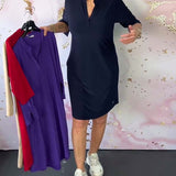 luna® | Effen jurk met V-hals