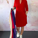 luna® | Effen jurk met V-hals