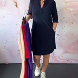 luna® | Effen jurk met V-hals