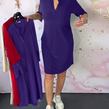 luna® | Effen jurk met V-hals